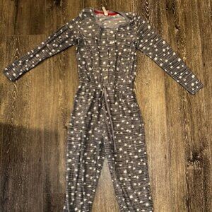 Hue One Piece Snowflakes Gray White Pajamas Loungewear Womens Size S Small